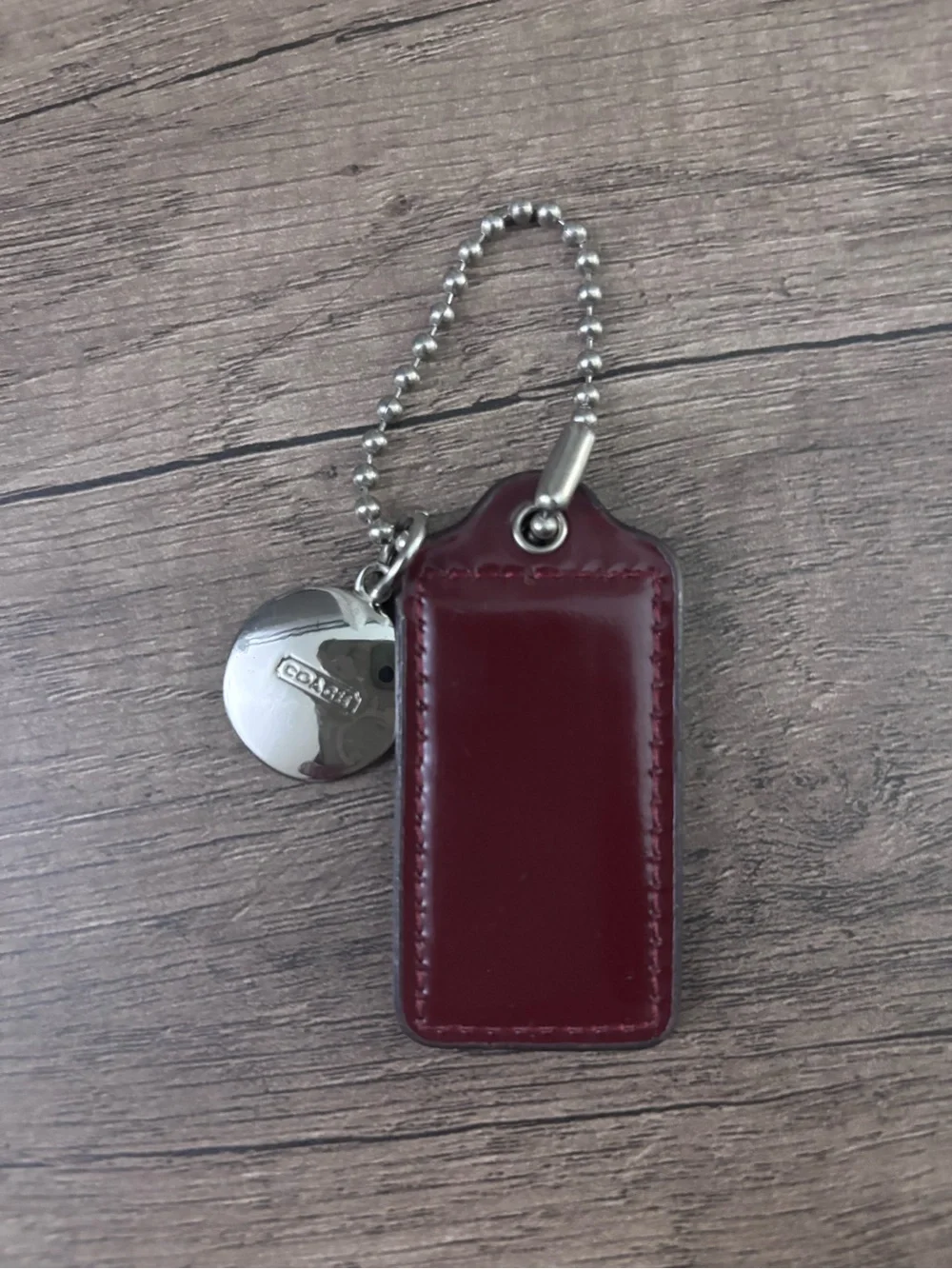 COACH Burgundy Patent Leather Key & Charm Holder